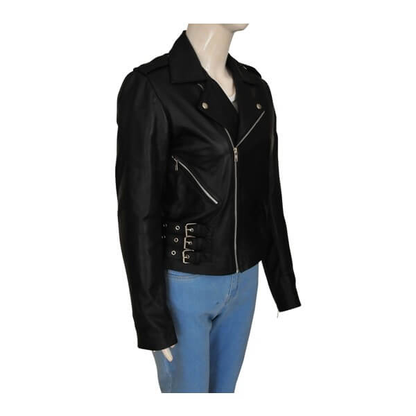 Biker Style Black Kim Kardashian Leather Jacket