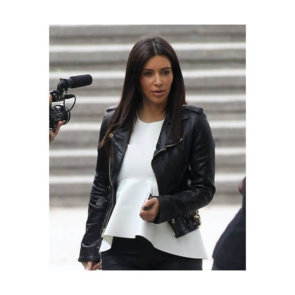 Biker Style Black Kim Kardashian Leather Jacket